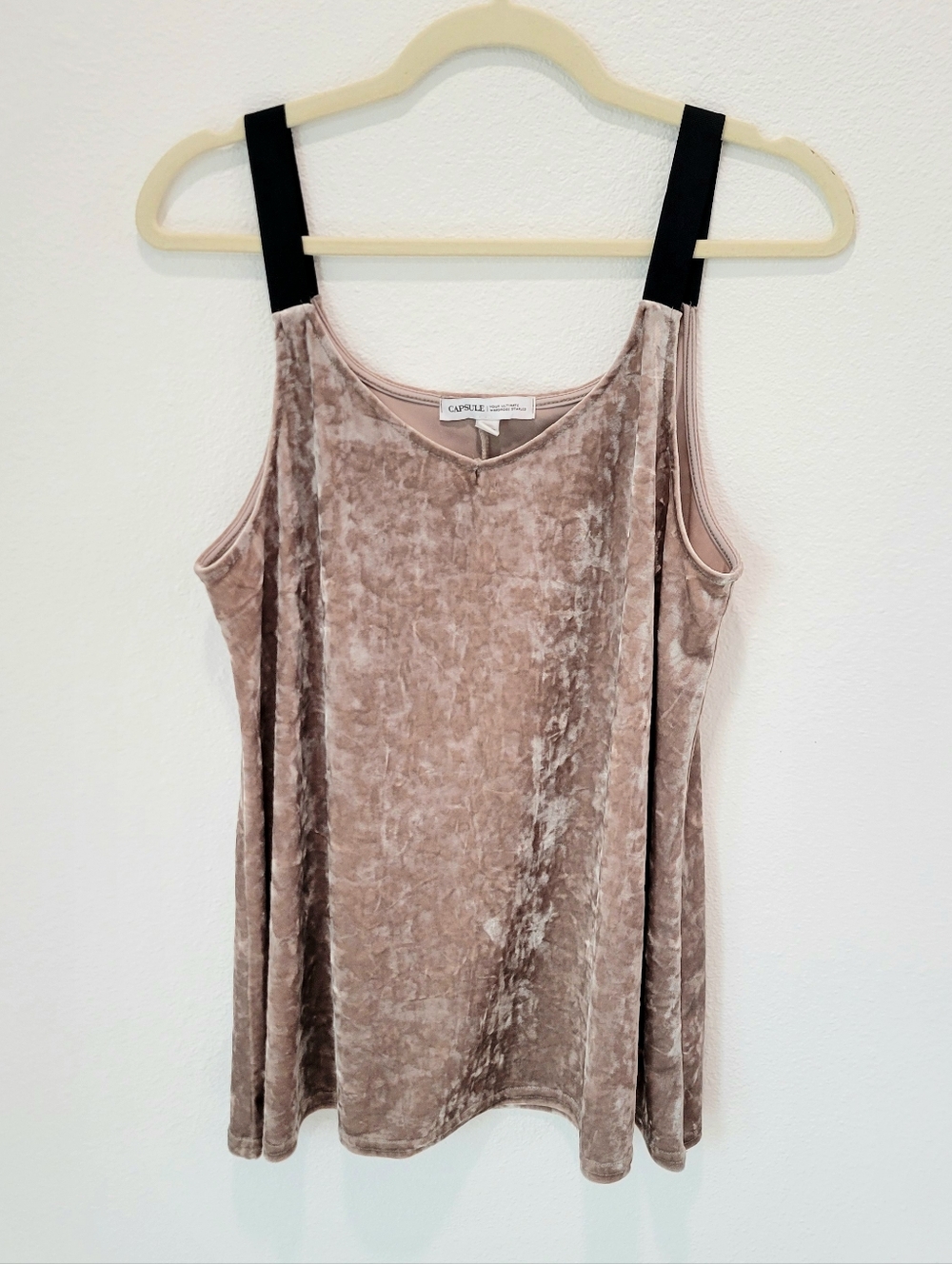 Capsule Velvet Taupe V-Neck Top Size 12‎ Black Straps